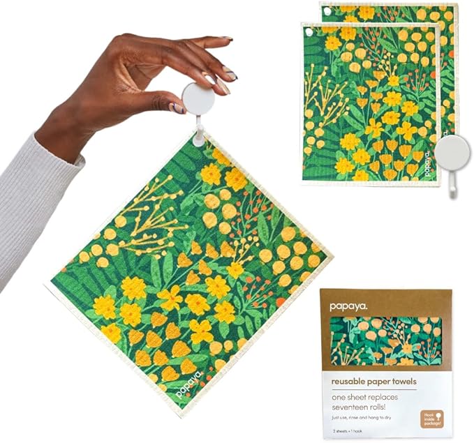 Papaya Reusable Paper Towels, Premium Swedish Dishcloths by Papaya