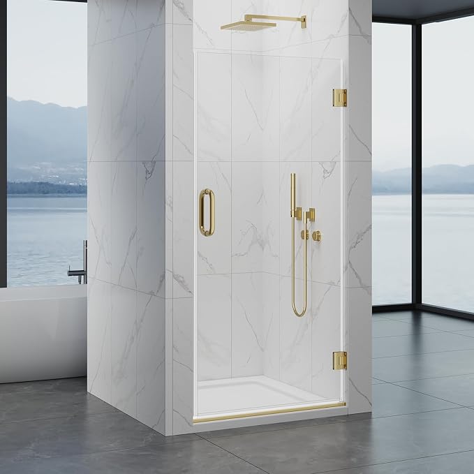 Framelss Hinged Shower Door, 3/8" Tempered Glass - Image 2