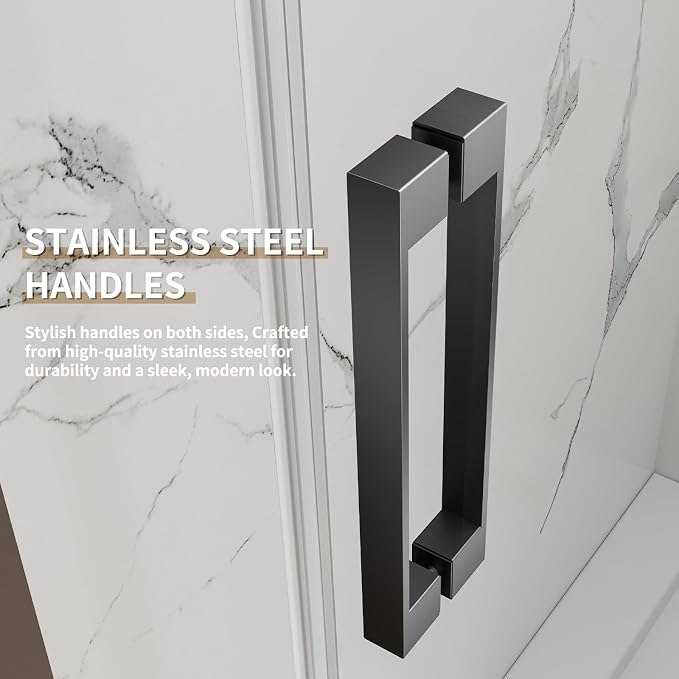 56-60" W x 74" H Frameless Sliding Shower Door, 5/16" Clear Tempered Glass - Image 6
