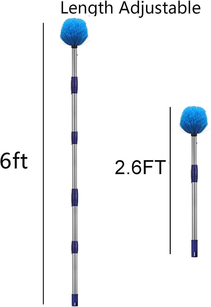 Cobweb Duster with Pole, 6ft Stainless Steel Pole Cobweb Brush with - Image 4