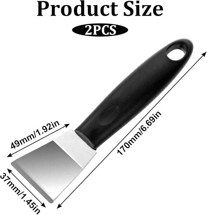 2Pack Metal Small Scraper Stainless Steel Cleaning Scraper Griddle Tool Oven - Image 3