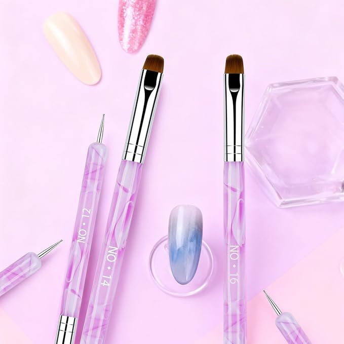 4Pcs Professional Nail Art Brushes Set, French Tip Brush & Nail Polish Clean Up - Image 6