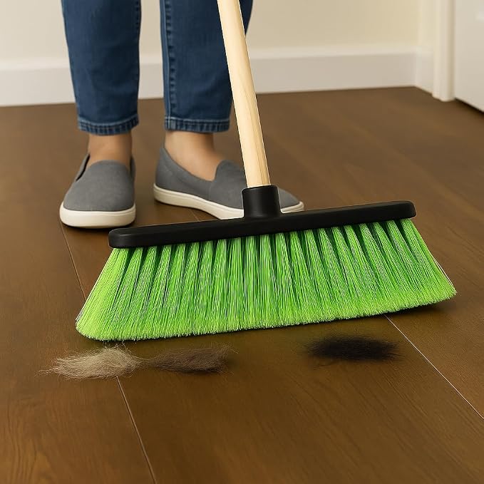 ALMA Apple Green 14" Soft Sweep Broom Head – Lightweight Flagged Bristles – - Image 3