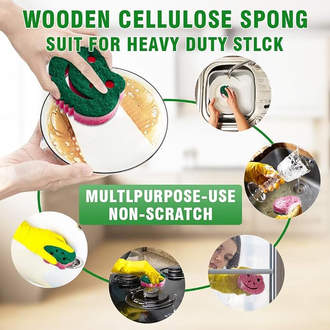 SmilePowo 12 Pack Scrub Sponge, Bulk Sponges, Dual-Sided Multi-Functional - Image 4