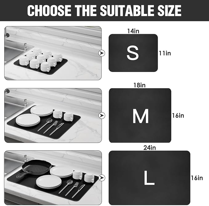 Dish Drying Mat for Kitchen Counter Super Absorbent Drainer Mats - Image 6