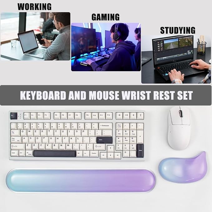 Gel Keyboard and Mouse Wrist Rest Set –Blue Purple Clear Wrist Rest - Image 6