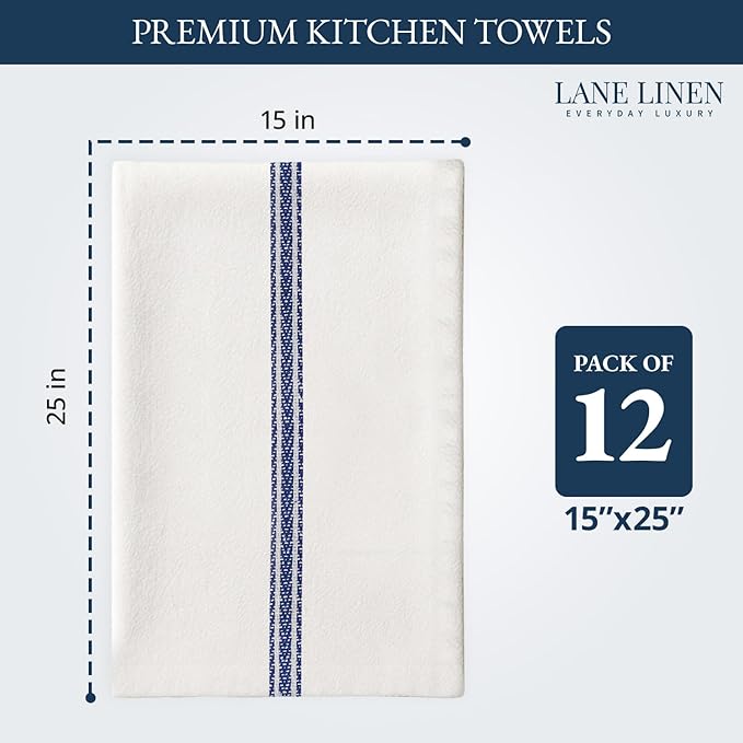 LANE LINEN Kitchen Towel Set- 12 Pack 14"x25" Dishtowels - Image 2