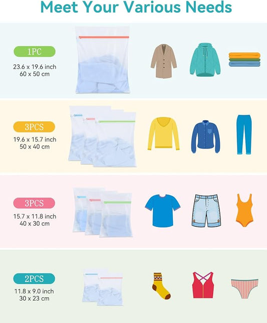 OTraki 9 PCS Mesh Laundry Bags for Delicates 4 Sizes Laundry Bags Mesh Wash Bags - Image 2