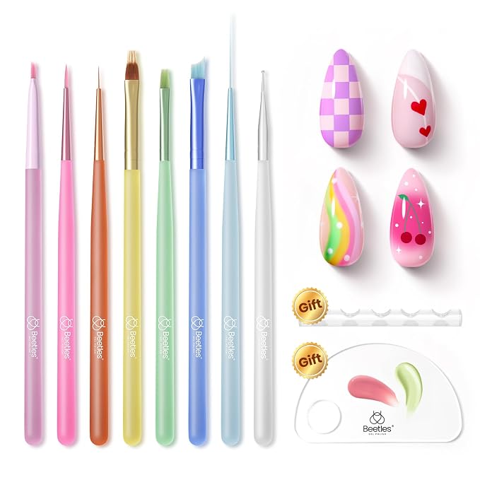 Beetles Nail Art Brushes Set for Gel Polish 8 Pcs by beetlesGelPolish