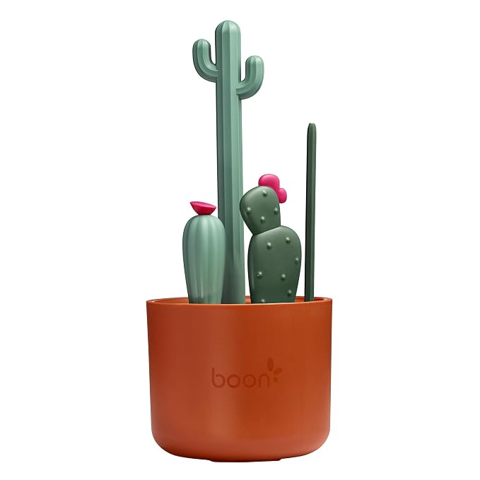 Boon Cacti Bottle Cleaning Brush Set, Terracotta, 4 Piece Set by Boon