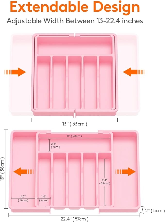 Lifewit Silverware Drawer Organizer, Expandable Utensil Tray - Image 3