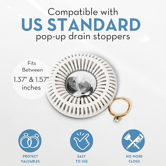 Bathroom Sink Hair Catcher for Pop-Up Drain – SinkRing 1.57" Precision Strainer - Image 3