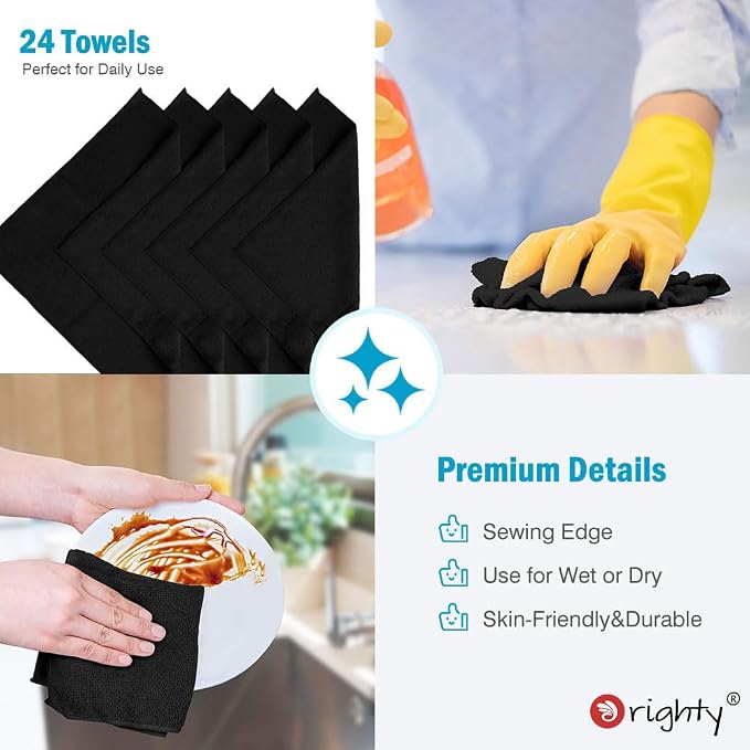 Orighty Black Microfiber Cleaning Cloth, Microfiber Towels - Image 5
