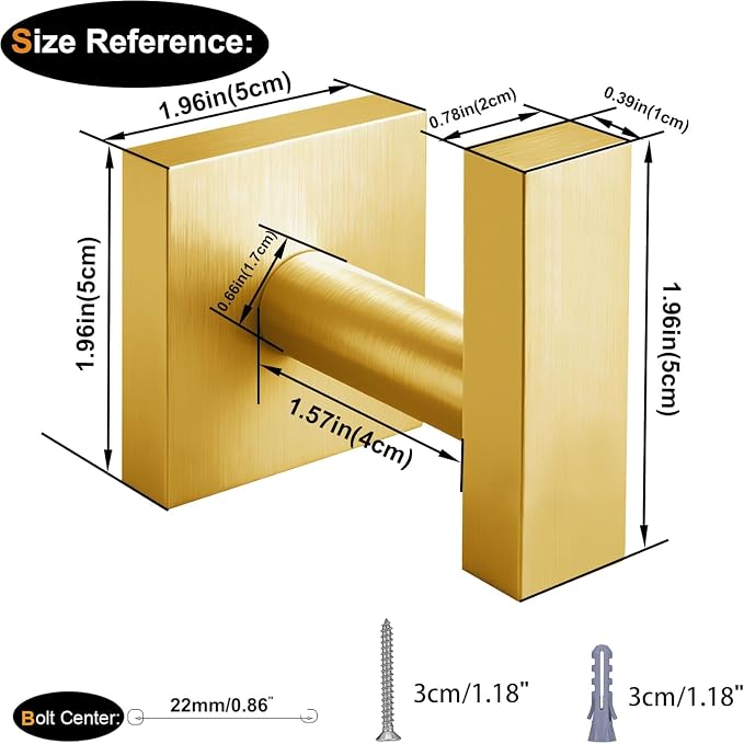 Towel Hooks for Bathrooms, Brushed Gold Towel Hook for Kitchen Bathroom - Image 3