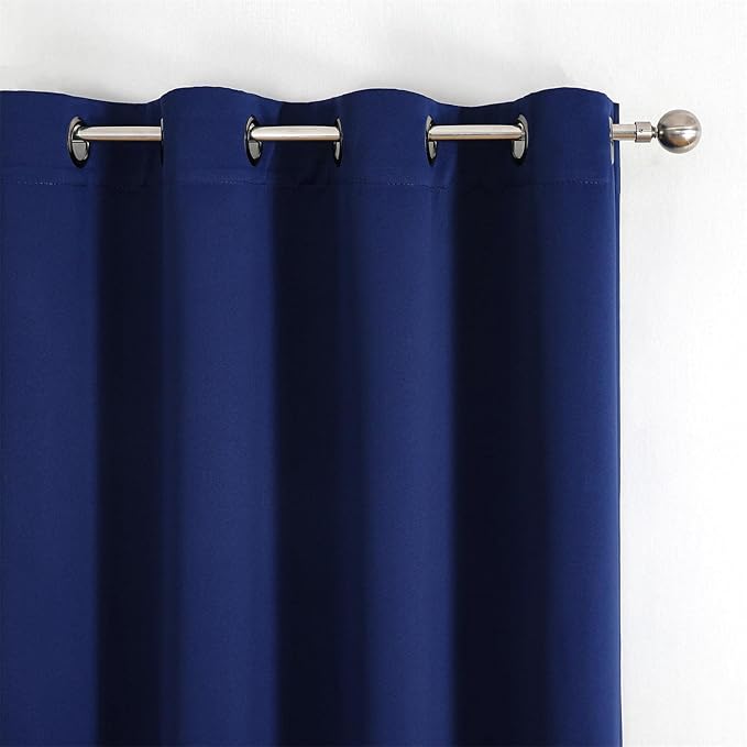 MIUCO 2 Panels Room Darkening Thermal Insulated Grommet Window Blackout Curtains for Bedroom 63 Inches Long Navy Blue