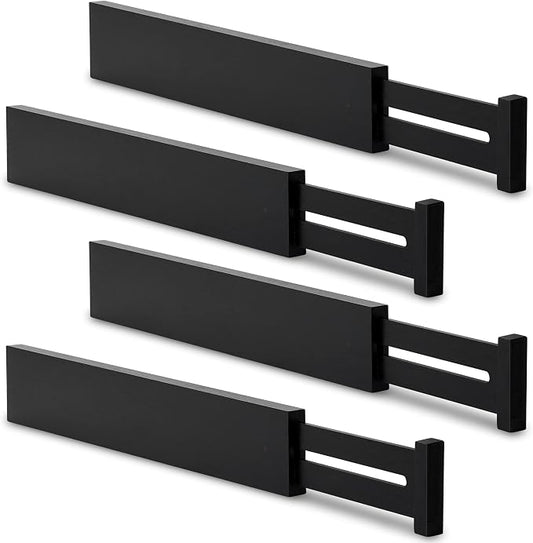 Utoplike 4 pcs Bamboo Kitchen Drawer Dividers Large, Adjustable Black Drawer by Utoplike