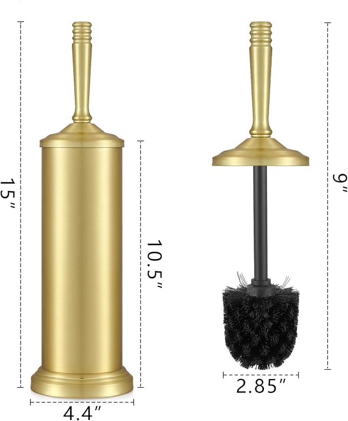 Gold Toilet Brush and Holder Set, Stainless Steel Toilet Brush - Image 4