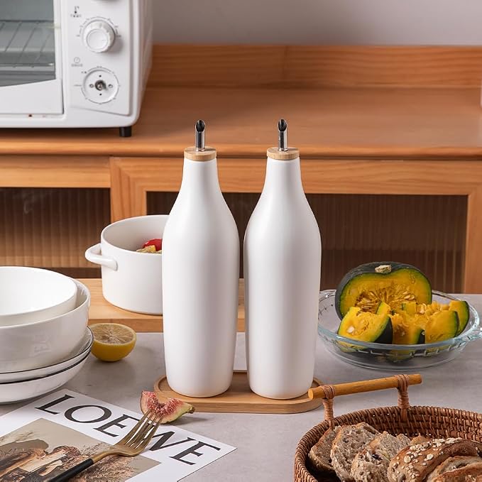 Sweejar Matte Ceramic Olive Oil Dispenser Bottles - Image 3