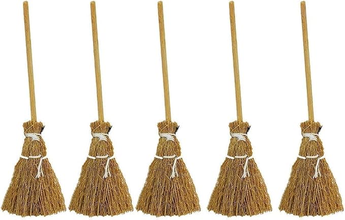 5Pcs Mini Brooms, Witch Straw Brooms, Doll House Dollhouse Accessories Props by Unknown