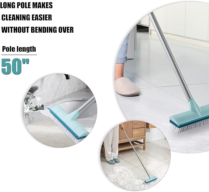 BOOMJOY Floor Scrub Brush with Long Handle, 2 in 1 Scrape and Brush, Stiff - Image 4
