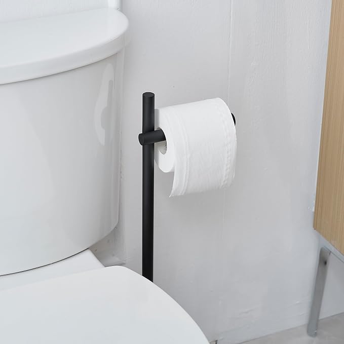 BWE Black Toilet Paper Holder Free Standing Toilet Paper Holder - Image 5