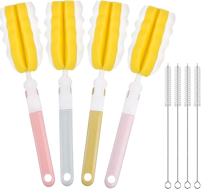 INVODA Bottle Brush 4Pack Long Handle Cup Cleaner Brush Whit Straw Brushes by INVODA