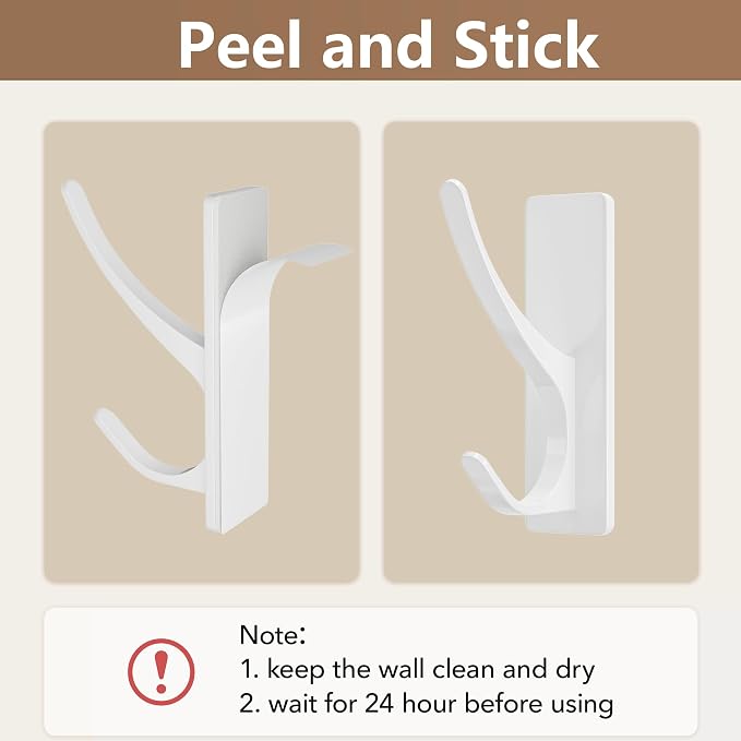 Self Adhesive Coat Hooks for Hanging, Heavy Duty Stainless Double Wall Hook for - Image 6