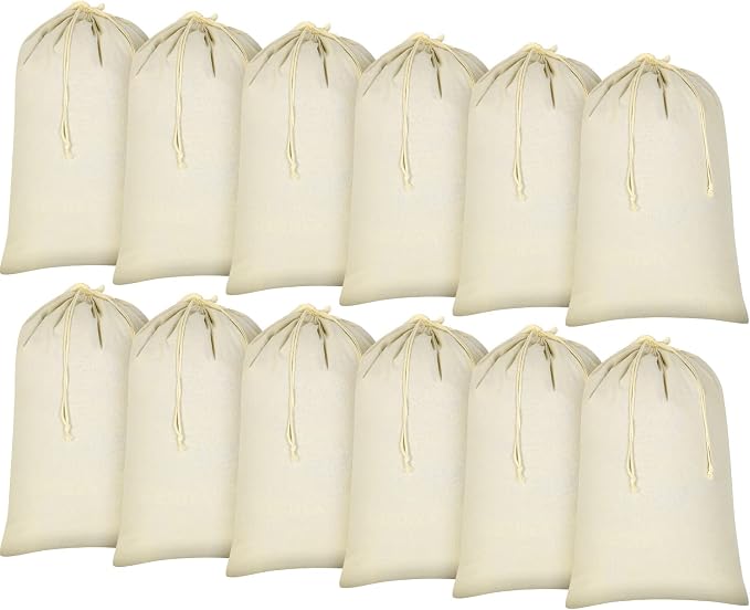 12 Pieces 28" x 36" Canvas Laundry Bags Bulk Large Cotton Laundry by Remagr