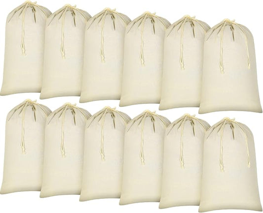 12 Pieces 28" x 36" Canvas Laundry Bags Bulk Large Cotton Laundry by Remagr