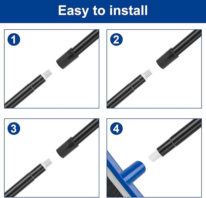 16 Inch 2-in-1 Squeegee Push Broom Outdoor Deck Brush 58" Long Handle - Image 8