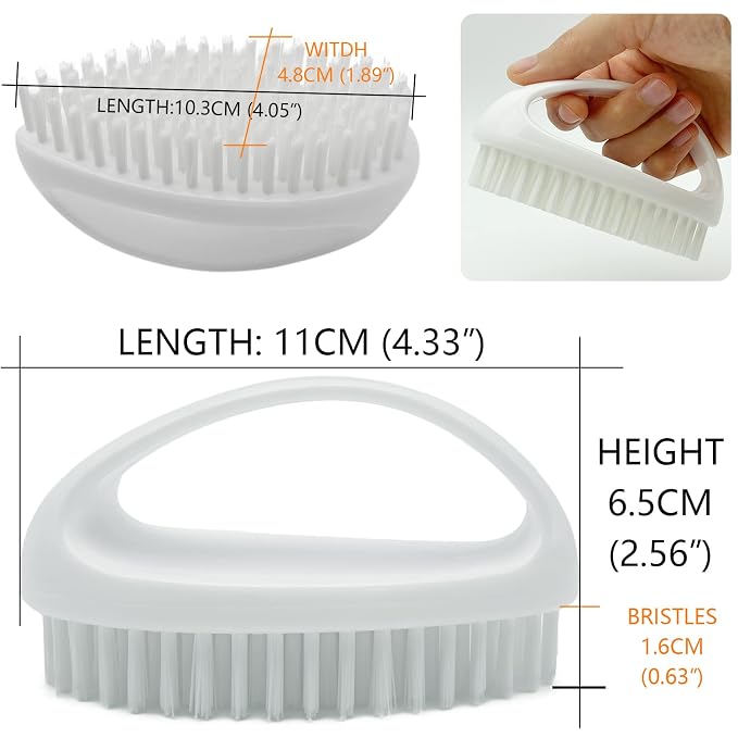 Hand and Nail Brush for Cleaning Fingernails Fingers Nylon Firm Stiff Bristles - Image 3