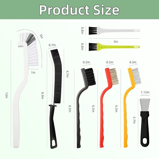12Pcs Crevice Cleaning Brush Set, Hard Bristle Cleaning Tool - Image 3