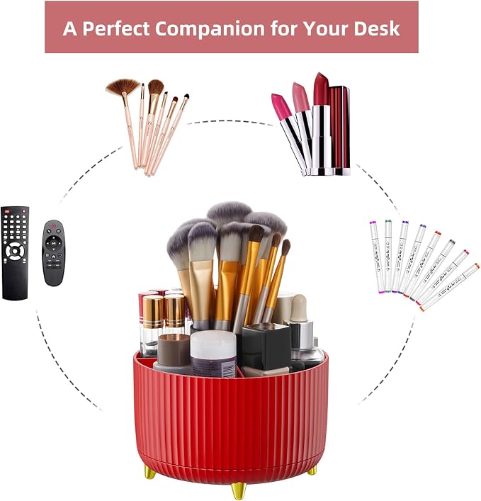 Marbrasse Desk Organizer, 360-Degree Rotating Pen Holder - Image 6