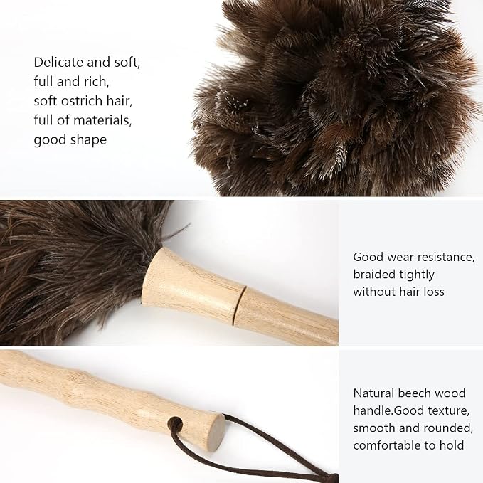 Ostrich Feather Duster 16 inch Feather Duster Fluffy Natural Genuine Ostrich - Image 3