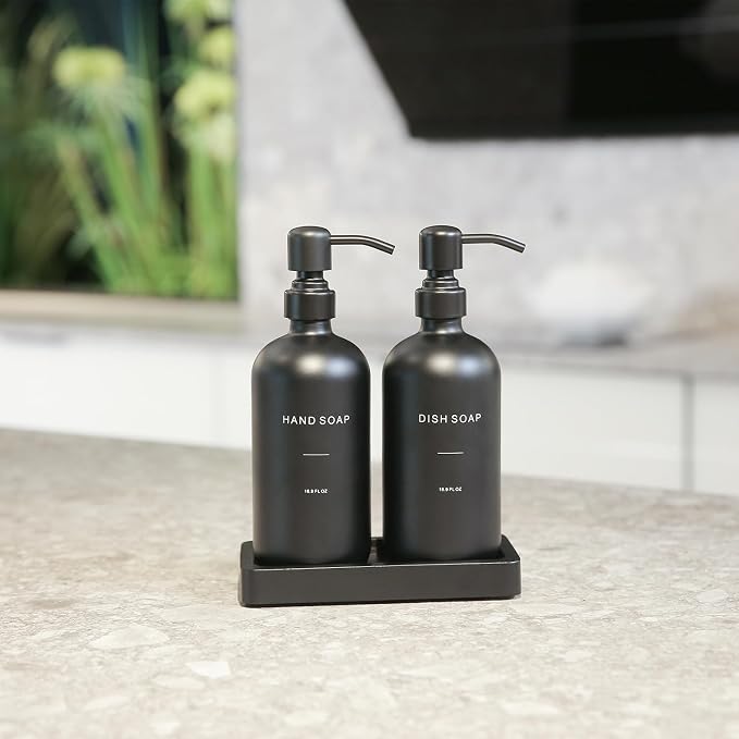 Matte Black Soap Dispenser Set, Kitchen Soap Dispenser Set - Image 3