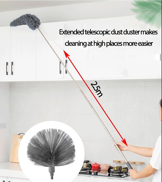 Cobweb Duster with Extension Pole, Ceiling Cobweb Cleaner Kit with 2 Duster - Image 3