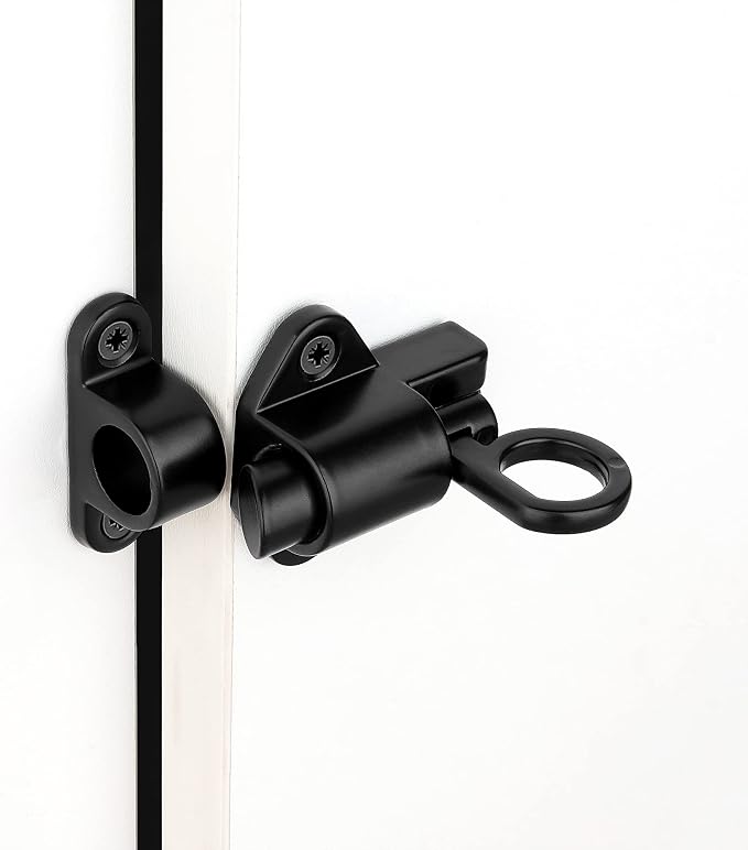 2 Packs Self-Closing Latches，Black Spring Door Lock，Resilient Bolt Latch - Image 3