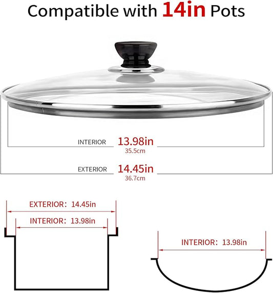14 Inch Pan Lid, Tempered Glass Cast Iron Lid - Image 2