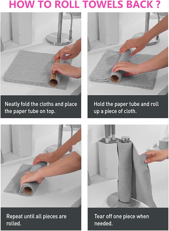 Tear-A-Rag Roll -50 Pack, 12 x 12 Microfiber Cleaning Cloth, Reusable Towels - Image 5