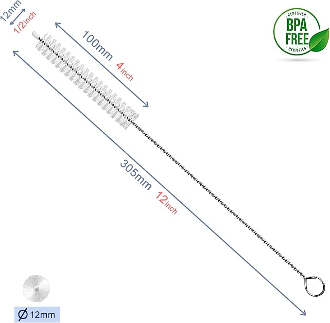 Straw Cleaner Brush Extend 12 inch, Extra Wide 12mm diam Pipe Cleaners - Image 2