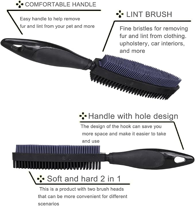 Rubber Pet Hair Removal Brush, Dogs Cats Hair Lint Remover Tool Massage Bath - Image 4