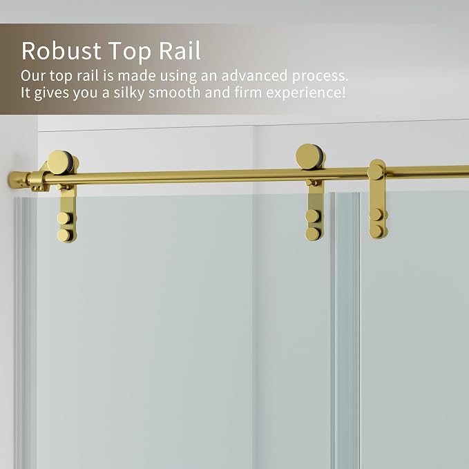56-60" W x 76" H Frameless Shower Door, Sliding Shower Door - Image 2