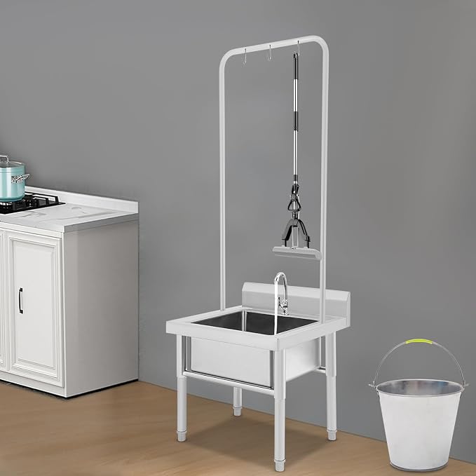 Stainless Steel Floor Mop Sink, Commercial Mop Sink w/ 47.24''H Cleaning Tool - Image 7