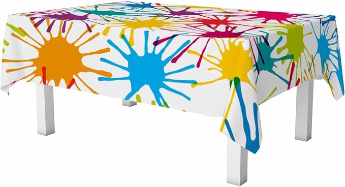 Color Blots Table Cover 52x70 Paintball Splatter Red Yellow Green Blue Table - Image 6