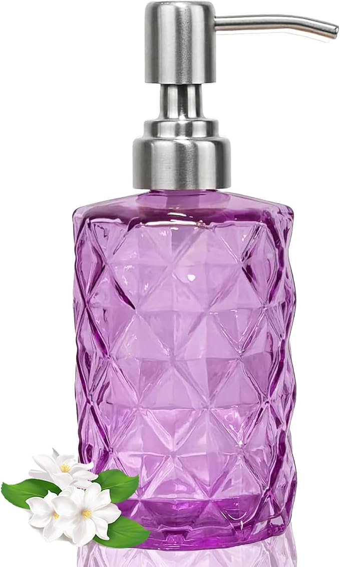 12Oz Purple Glass Soap Dispenser by Unknown