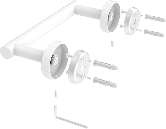 White Toilet Paper Holder SUS304 Stainless Steel Double Post Pivoting Toilet - Image 6