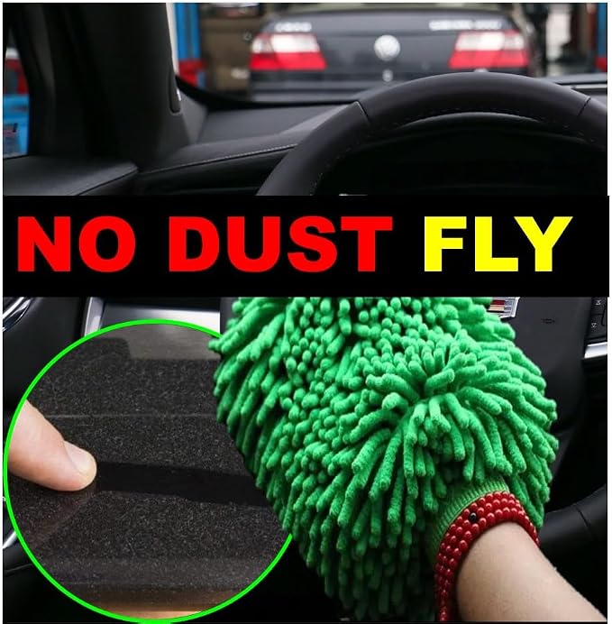 Green Chenille Microfiber Dusting Mitt, 10.5x8 Inch, Electrostatic, Scratch-Free - Image 2