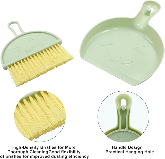 Hitefu Small Broom and Dustpan Set, Mini Dust Pans and Brush Set, Broom - Image 3