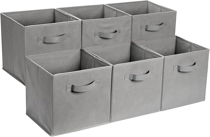 Amazon Basics Collapsible Fabric Storage Cube Bins Organizer by AmazonBasics