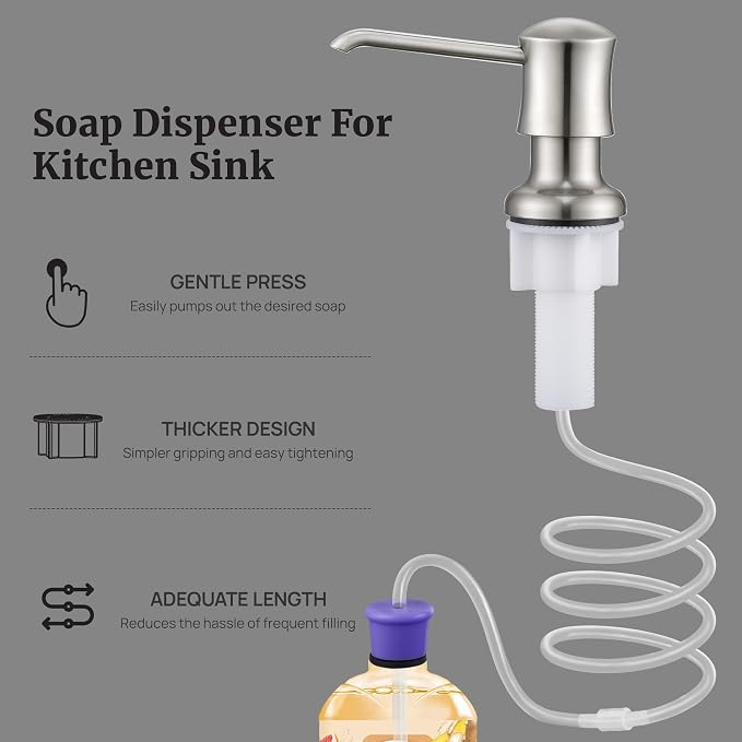 Sink Soap Dispenser for Kitchen Sink Brushed Nickel Upgrade - Image 3